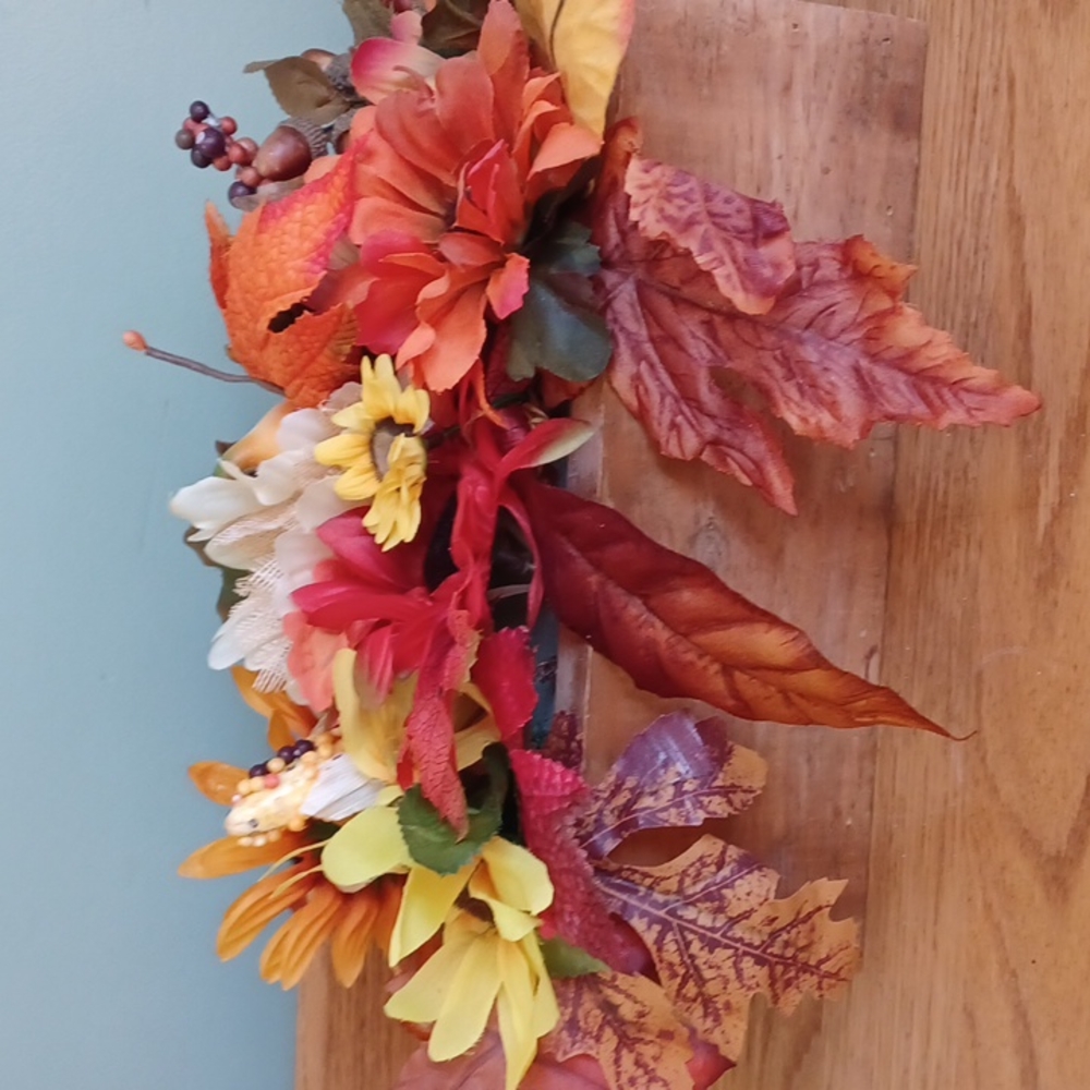Homemade box of faux flowers